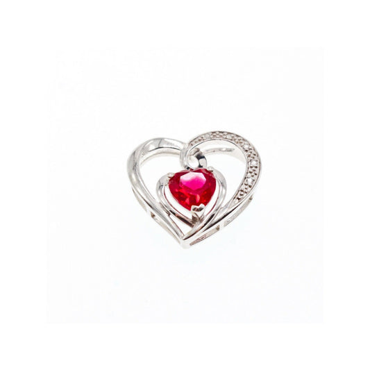 925 Sterling Silver Spinel & CZ "Heart" Pendant
