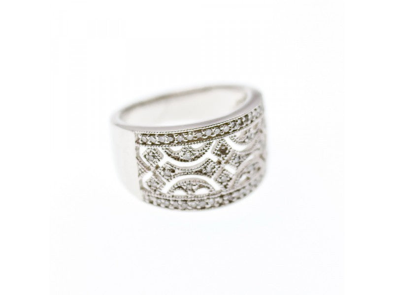 925 Sterling Silver CZ "Lace" Ring Size 6