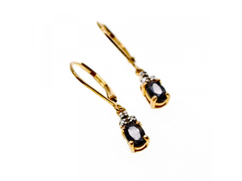 925 Sterling Silver Gold Plated Sapphires Earrings