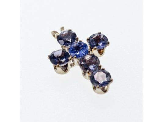 925 Sterling Silver Tanzanite Cross Pendant