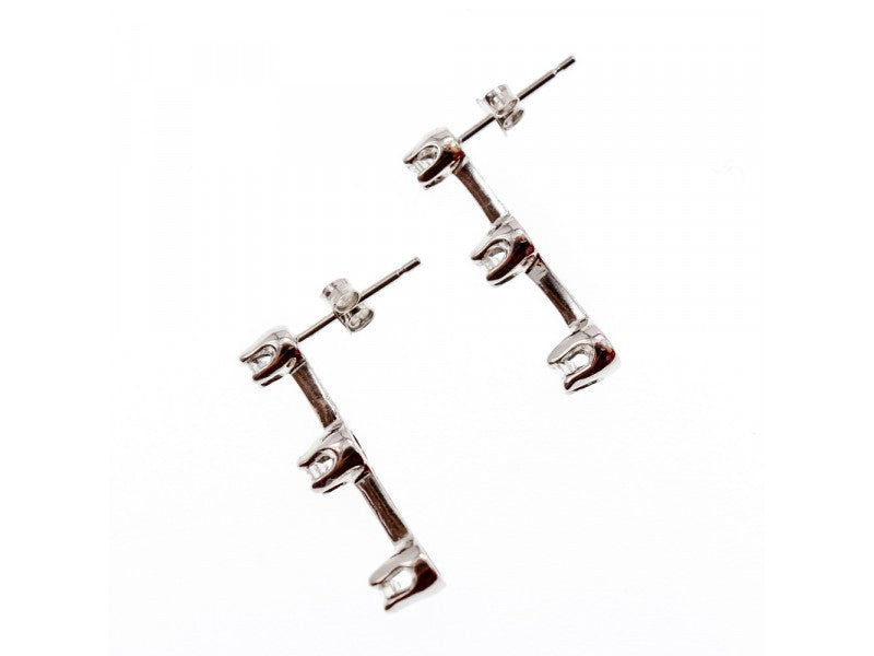 10K White Gold Diamonds Earrings