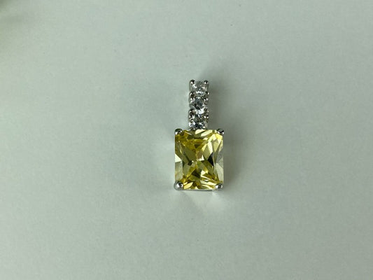925 Sterling Silver Yellow & White CZ Pendant