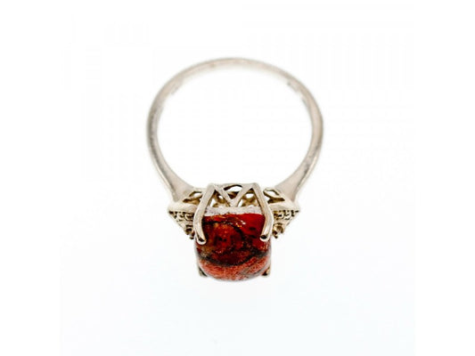 Vintage 925 Sterling Silver Jasper Ring Size 6.5