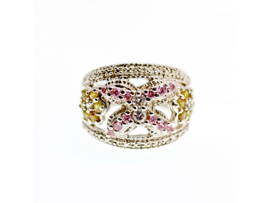 925 Sterling Silver Multicolor CZ Ring Size 8.5