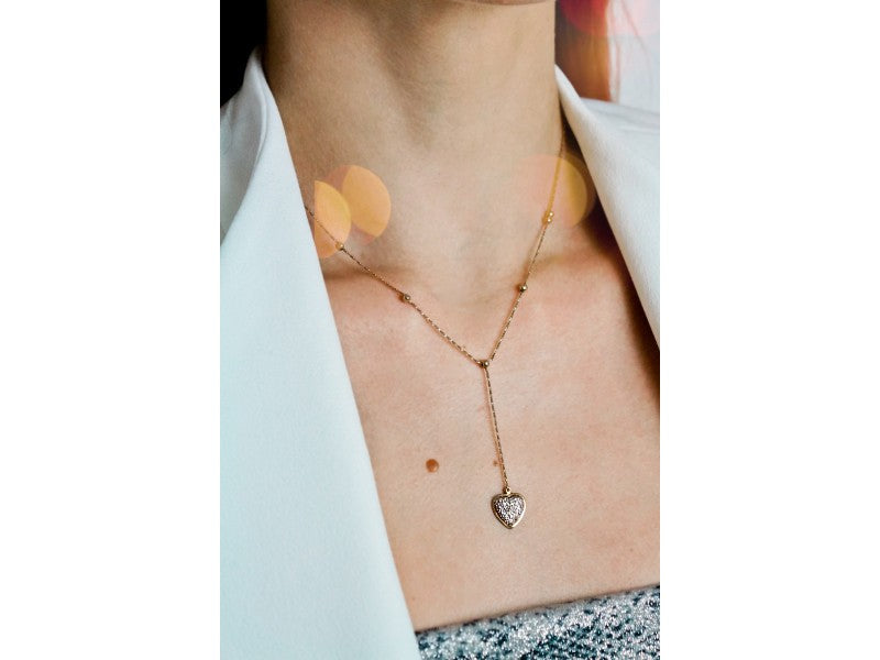 10K Yellow Gold Diamonds Heart Necklace
