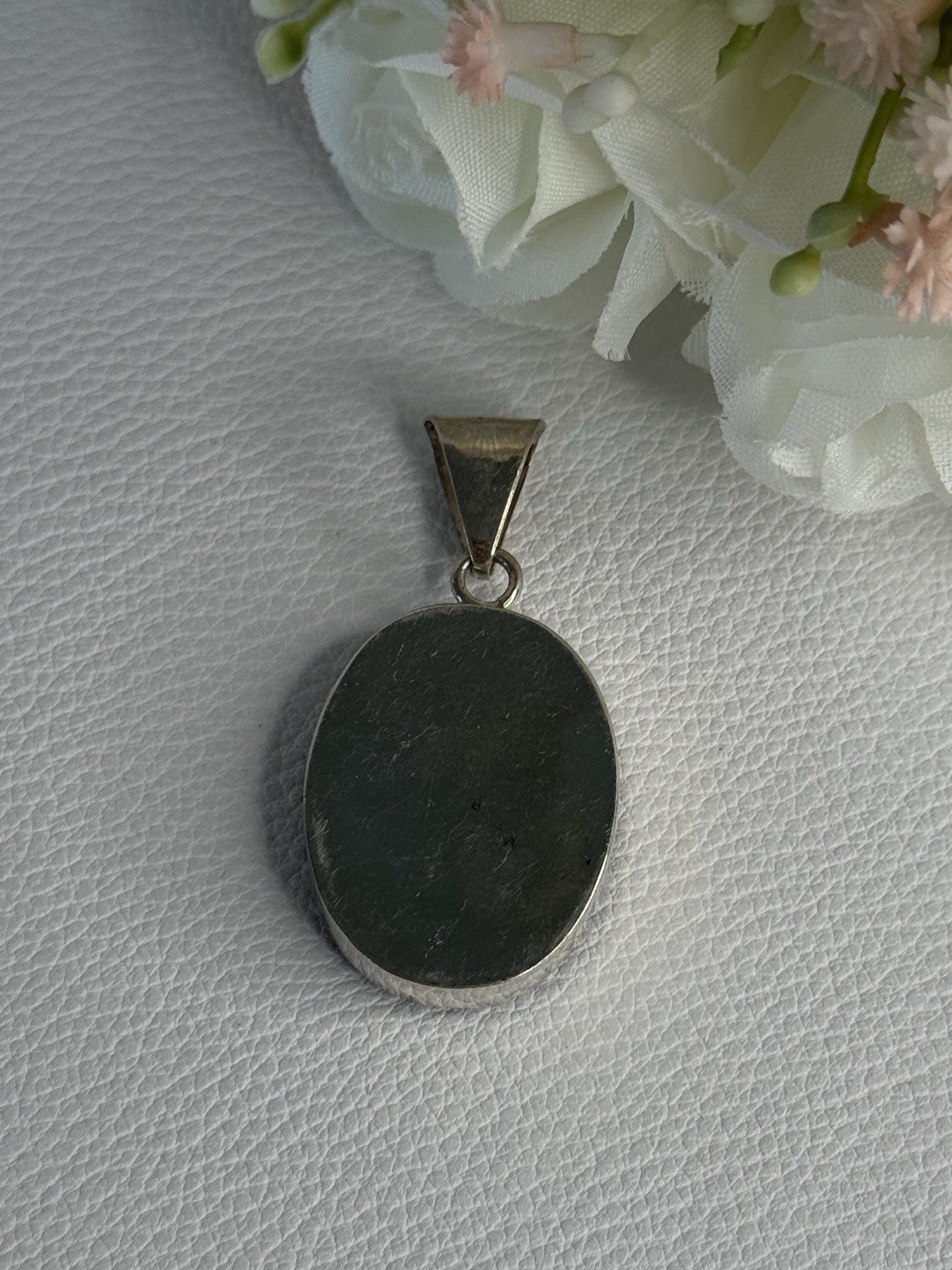925 Sterling Silver Real Pressed Flower Pendant Length 1.70 Inch