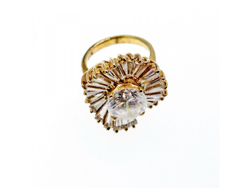 925 Sterling Silver Gold Plated CZ Ring Size 5.5