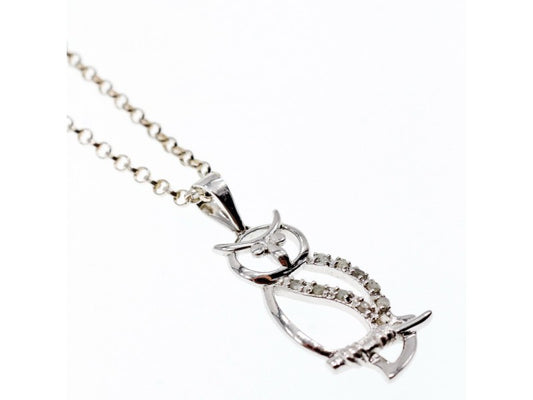 925 Sterling Silver CZ "Owl" Chain With Pendant Italy