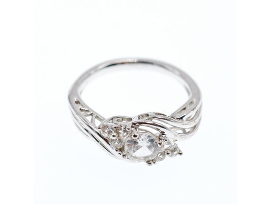 925 Sterling Silver White Topaz Ring Size 7