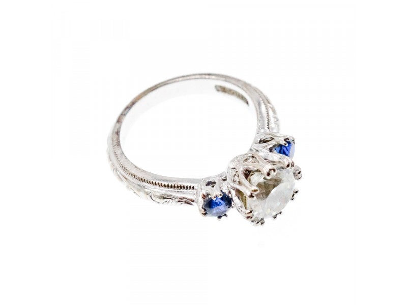 925 Sterling Silver Blue & White CZ Ring Size 6.5