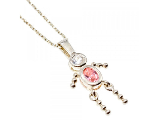 925 Sterling Silver CZ "Funny Man" Chain With Pendant