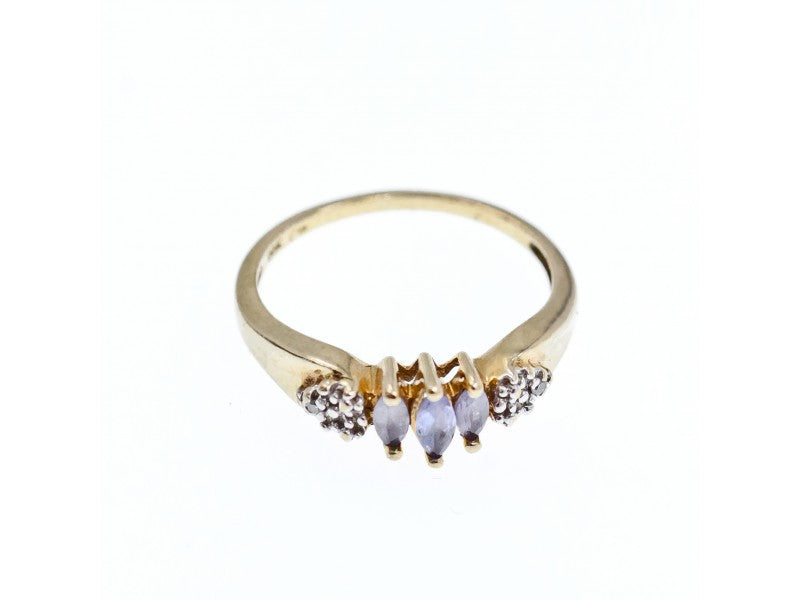 10K Yellow Gold Tanzanite & Diamonds Ring Size 7
