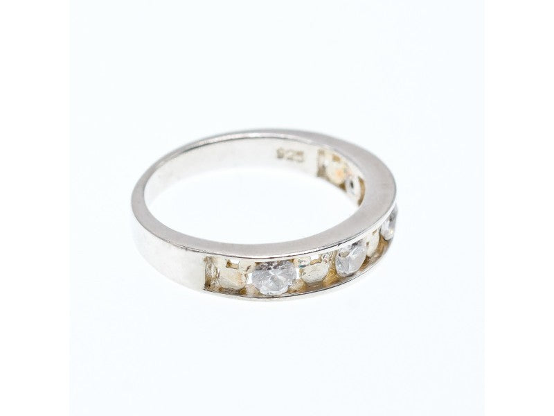 925 Sterling Silver White Topaz Ring Size 8 Disney