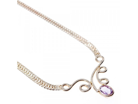 925 Sterling Silver Amethyst Necklace Italy
