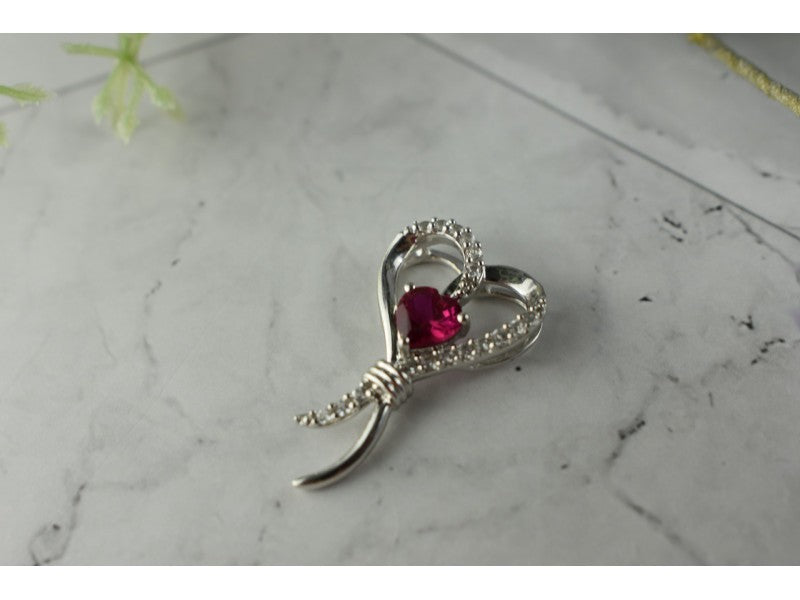 925 Sterling Silver Pink Sapphire & Colorless Quartz Pendant