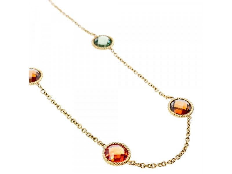 925 Sterling Silver Gold Plated Multicolor Jewelry Glass Necklace