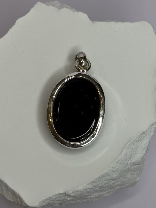 925 Sterling Silver Black Onyx Pendant Length 1.7 Inch
