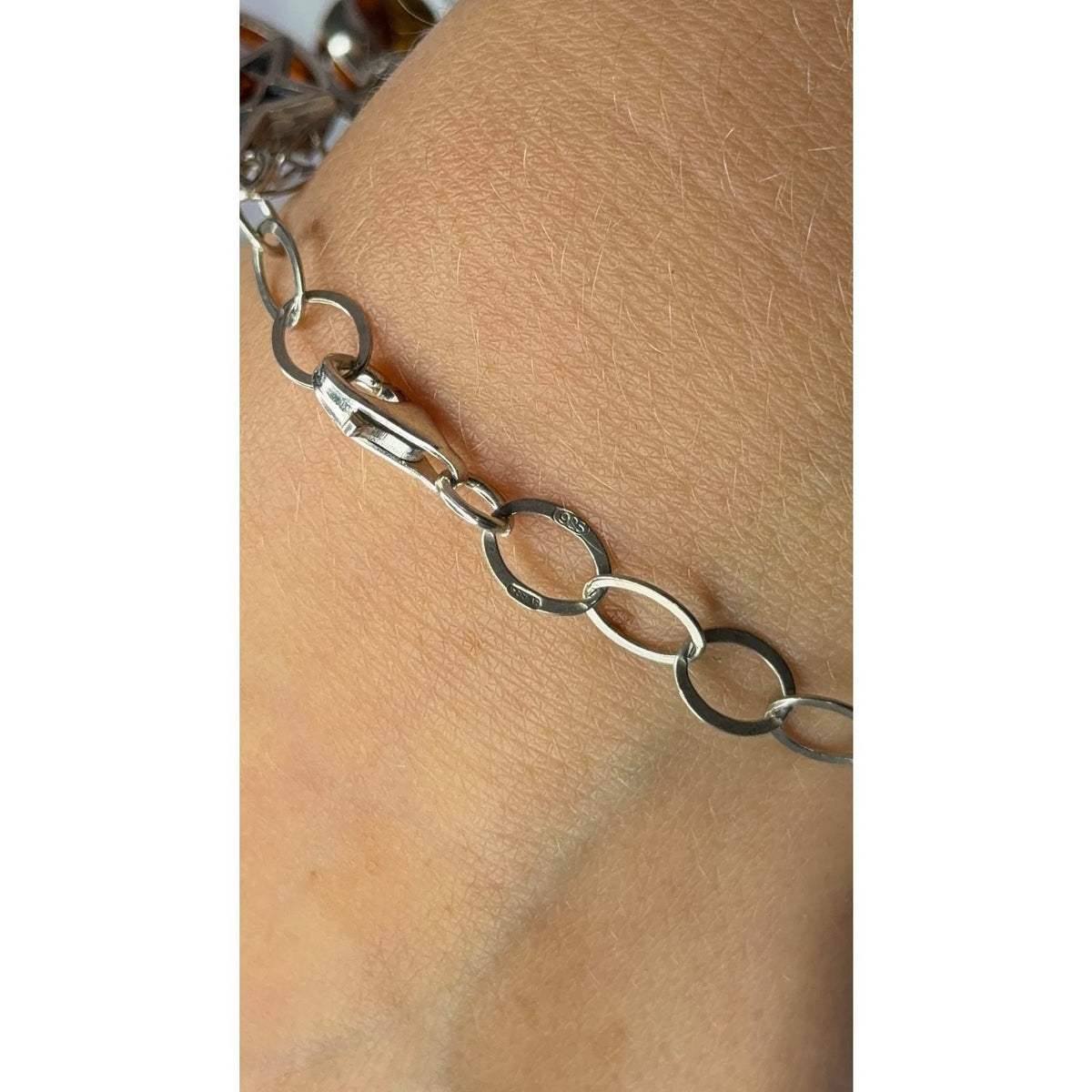 Starry Sky 925 Sterling Silver Amber Bracelet Length 7.5