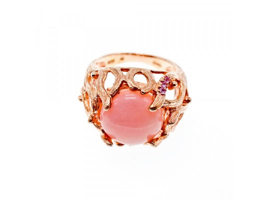 925 Sterling Silver Gold Plated Morganite "Passion" Ring Size 6.5