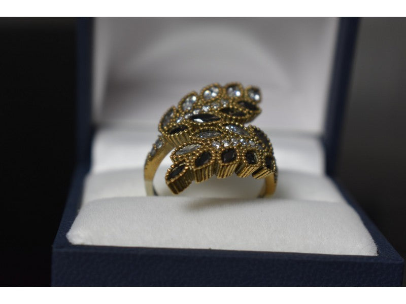 925 Sterling Silver with Gilding Alpanite & CZ Ring Size 9