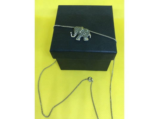 925 Sterling Silver CZ Elephant Chain With Pendant