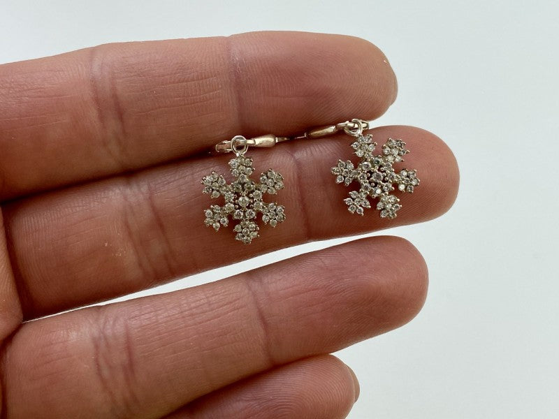 925 Sterling Silver CZ "Snowflakes" Earrings