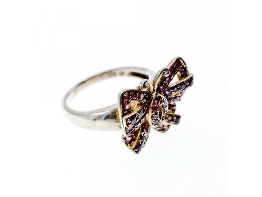 925 Sterling Silver Iolite & Pink Topaz "Butterfly" Ring Size 8
