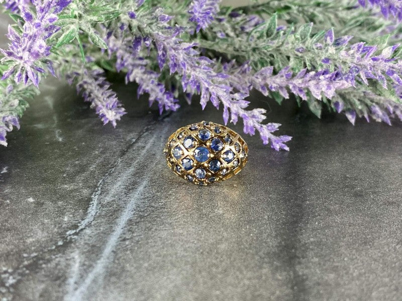 925 Sterling Silver Gold Plated Tanzanite Ring Size 5.5