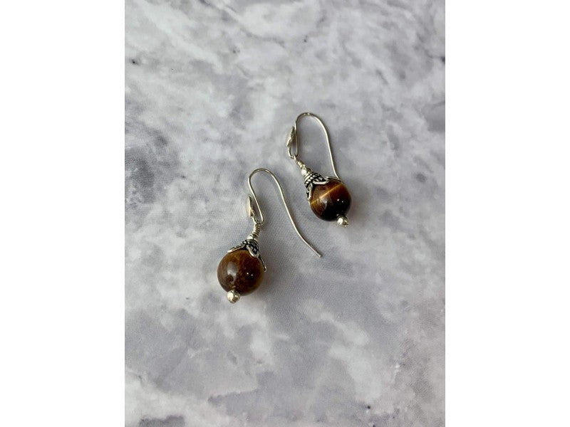 Vintage 925 Sterling Silver Agate Earrings