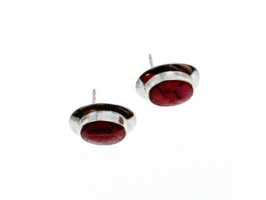 925 Sterling Silver Red Jasper Stud Earrings