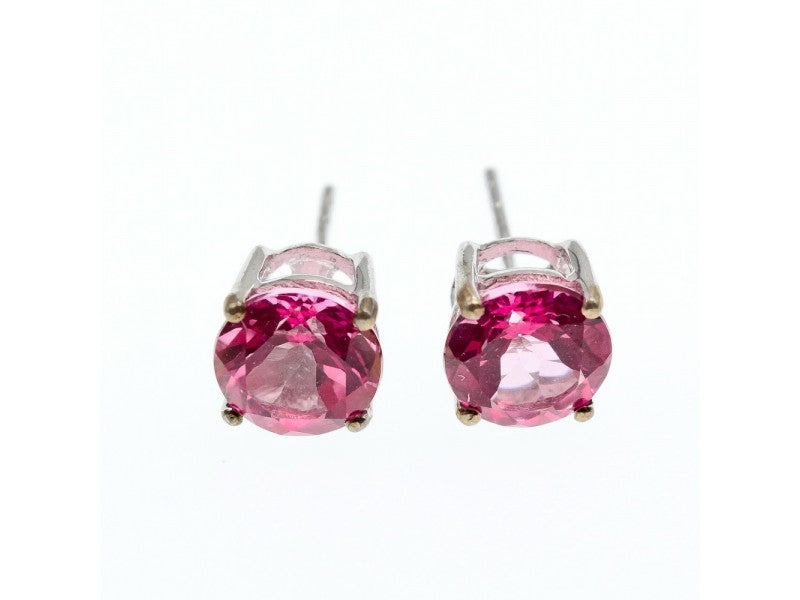 925 Sterling Silver Morganite Stud Earrings