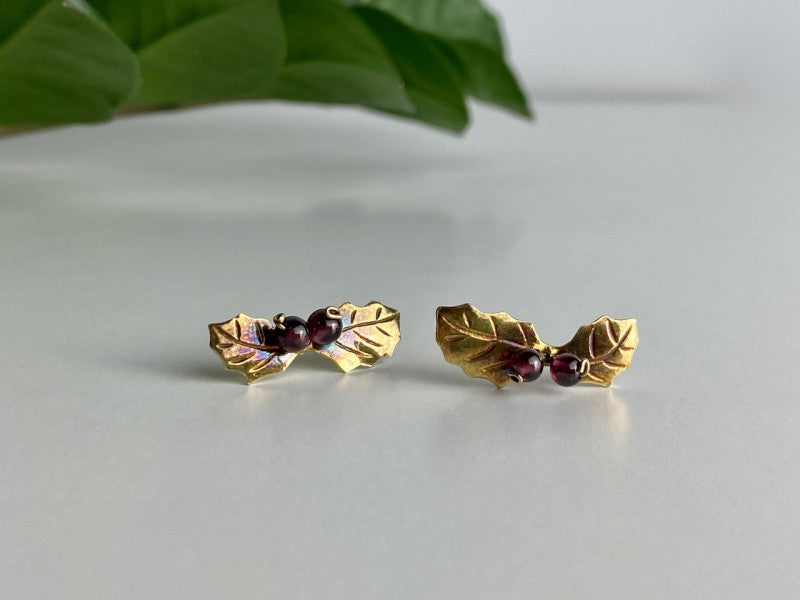 925 Sterling Silver Gold Plated Agate "Foliage" Earrings