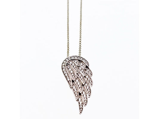 925 Sterling Silver CZ "Angel Wing" Chain With Pendant