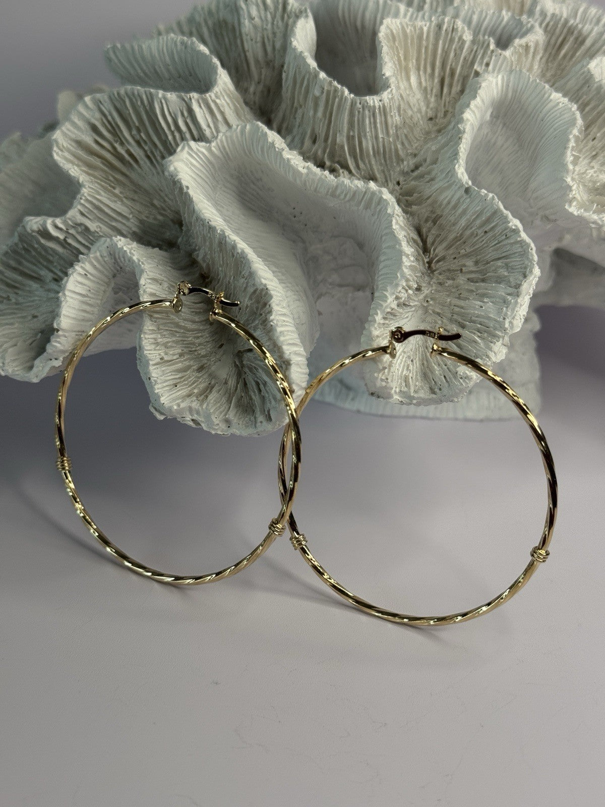 Large Hoop Gold Plated Earrings Length 2.40 Inch
