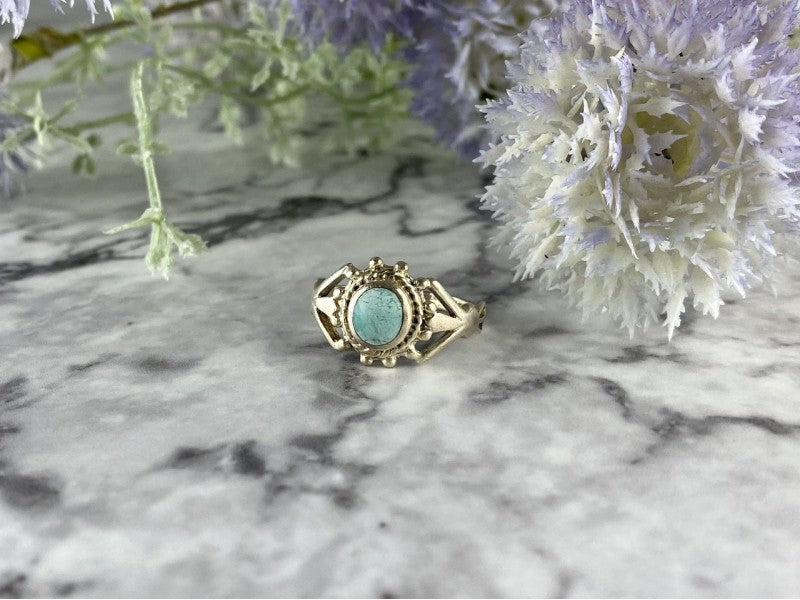 925 Sterling Silver Turquoise Ring Size 9.5