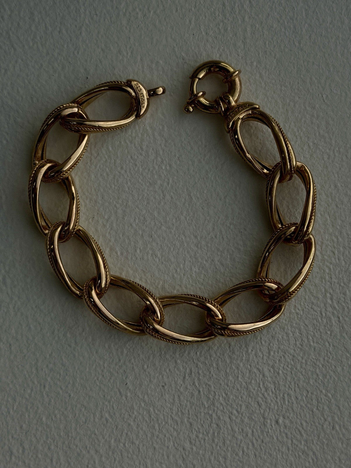 Clover Italy 925 Sterling Silver Gold Plated Bracelet 7.5