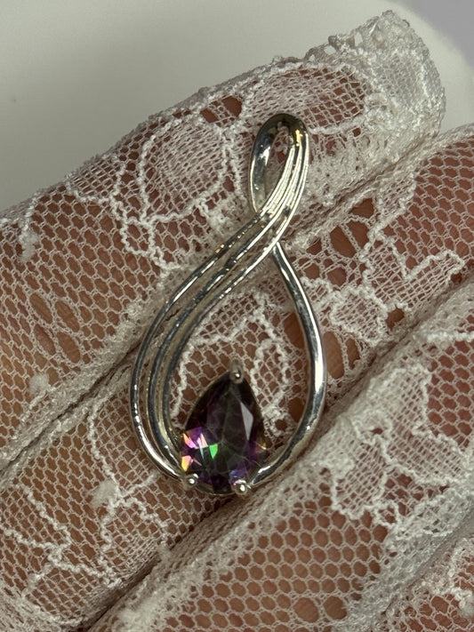 925 Sterling Silver Alexandrite Pear Pendant Length 1.5 Inch