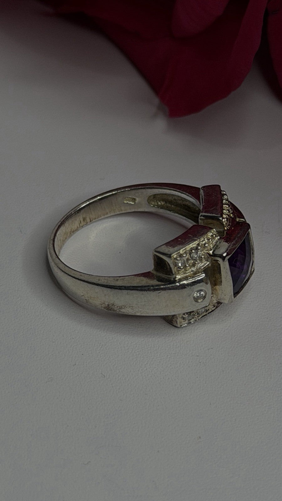 925 Sterling Silver Amethyst & Beryl Ring Size 9