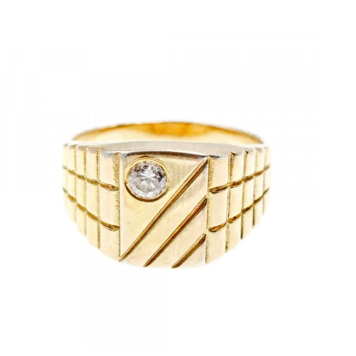 925 Sterling Silver Gold Plated CZ Men'S Ring Size 12