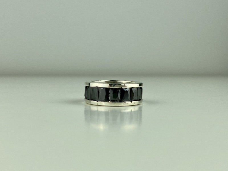 925 Sterling Silver Blue CZ Ring Size 7.5