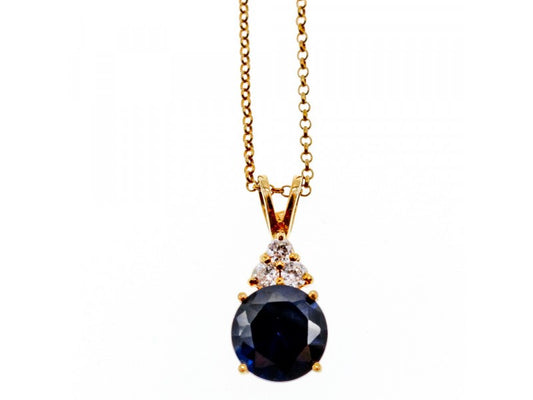 925 Sterling Silver Gold Plated Spinel & CZ Chain With Pendant