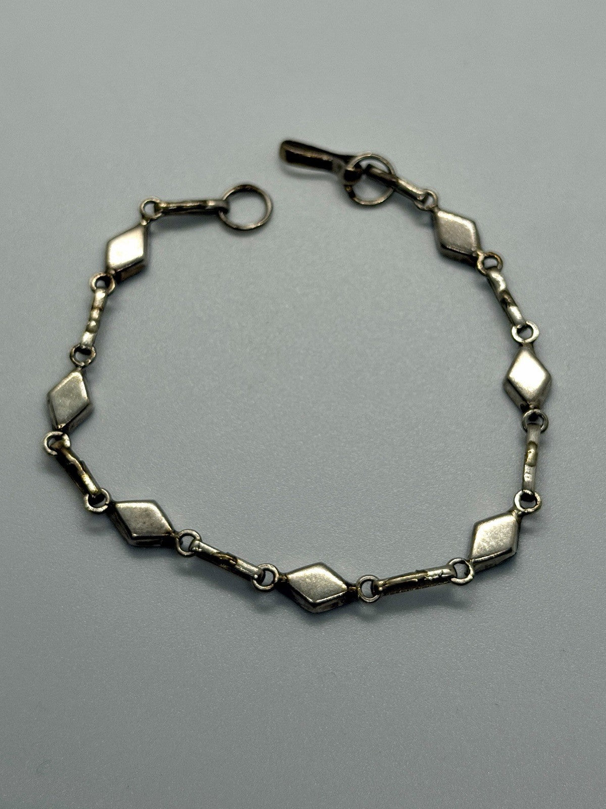 Vintage 925 Sterling Silver Sodalite Link Geometric Bracelet 6.5