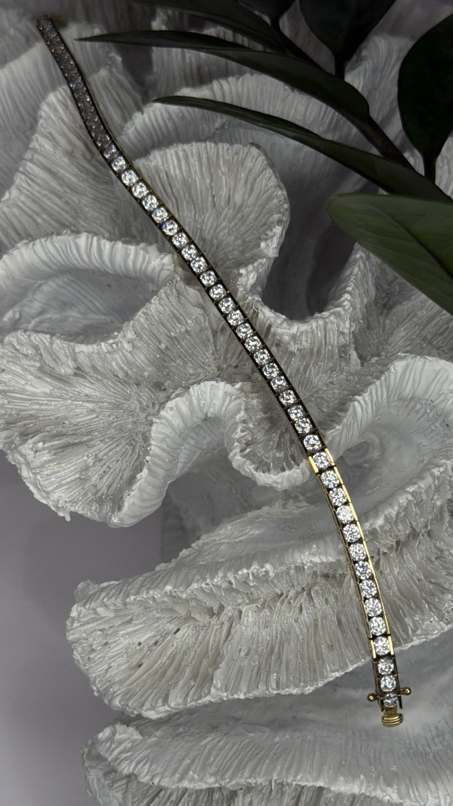 Shiny 925 Sterling Silver Gold Plated Cz Bracelet 7.5