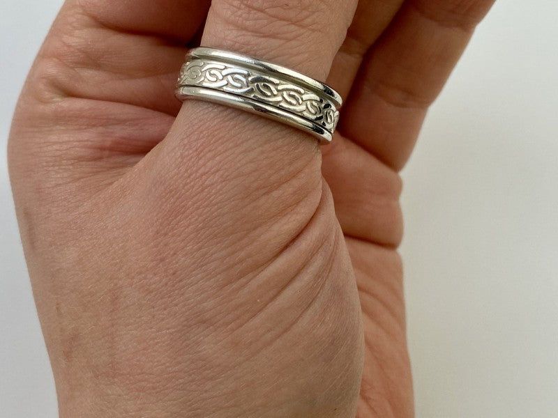 925 Sterling Silver Spinner Men'S Ring Size 12