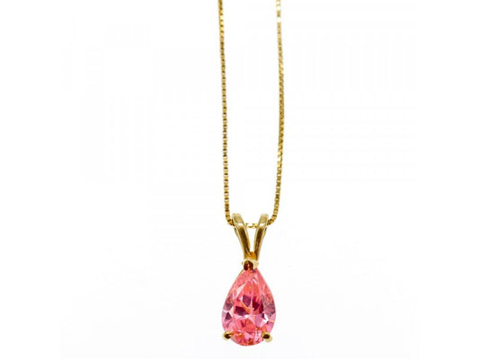 14 K Yellow Gold Morganite Chain With Pendant