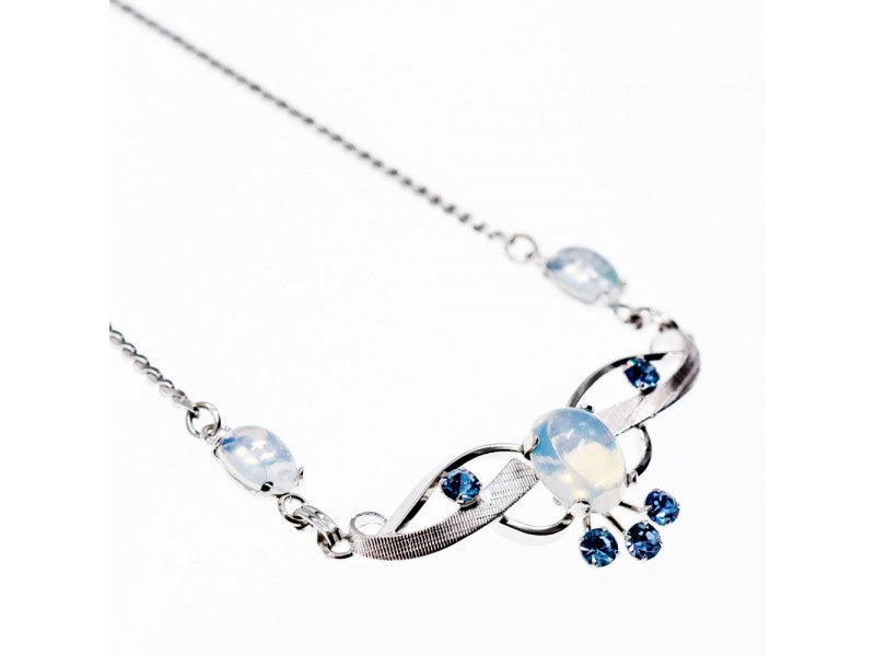 925 Sterling Silver Moonstone & Aquamarine Necklace