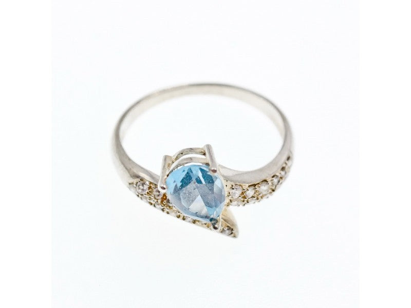 925 Sterling Silver Topaz & CZ Ring Size 9.5