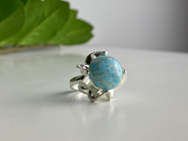 925 Sterling Silver Larimar Ring Size 6.75