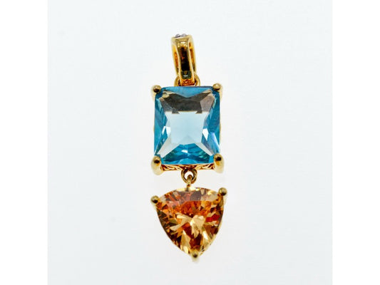 925 Sterling Silver Gold Plated Topaz, Heliodor & CZ Pendant