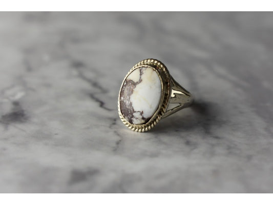 Vintage 925 Sterling Silver Moss Agate Ring Size 5.5